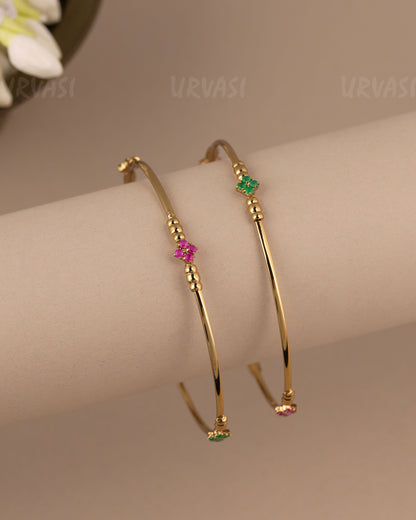 Mehendi-Polish Floral Bangles (Set of Two) BA 472