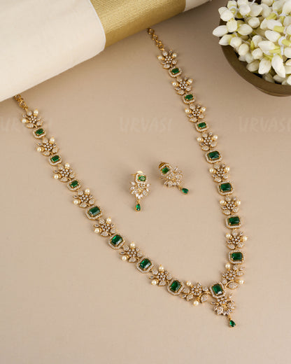 Gold-Toned  Freya AD Floral Long Necklace 168