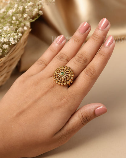 Gold-Toned  Mandala Cocktail  Finger Rind FR 120