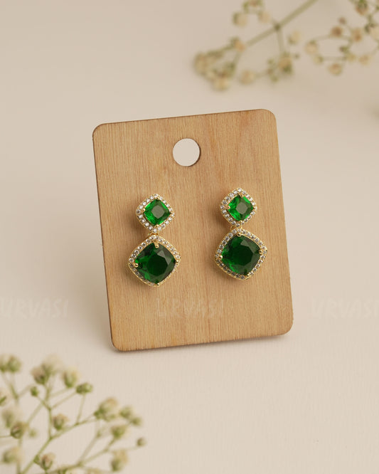 Gold Polish Green AD Stone Imported Earrings ER 296