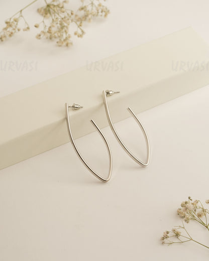 Rhodium Polish Hoop And Drop Imported Earrings ER 427