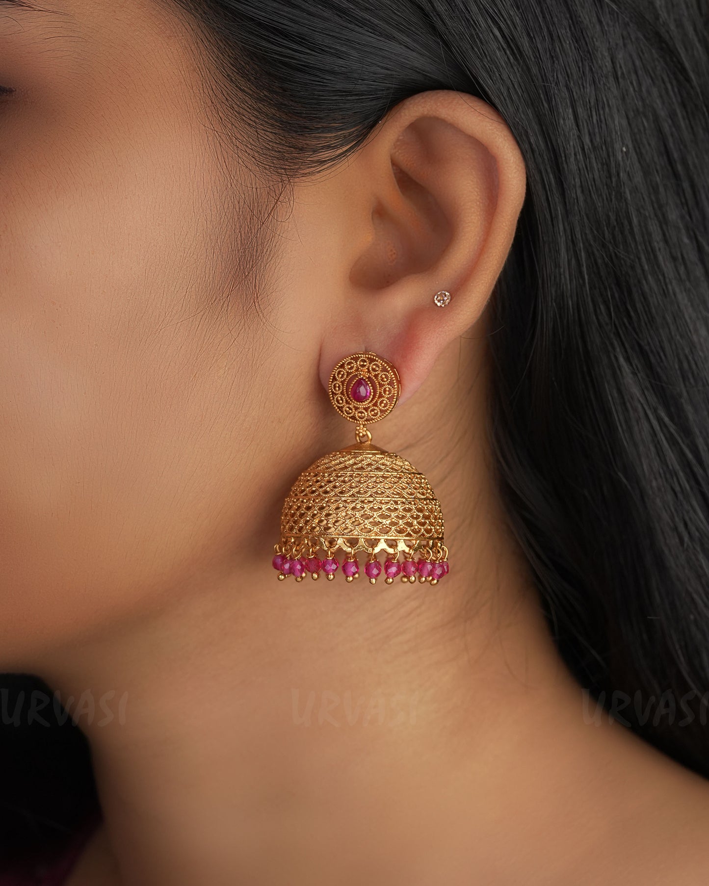 Gold-Toned  Jhumka Earrings ER 336