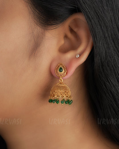 Gold-Toned Rain drop Jhumka Earrings ER 326