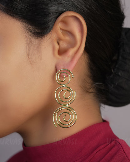 Glossy Matte Spiral Brass Earrings ER 471