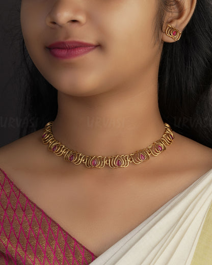 Minimal Lotus  Choker Necklace 339