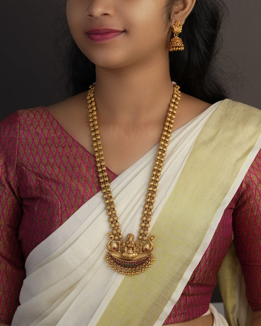 Lilavati Lakshmi Ball Pendant Long Haram Necklace 037