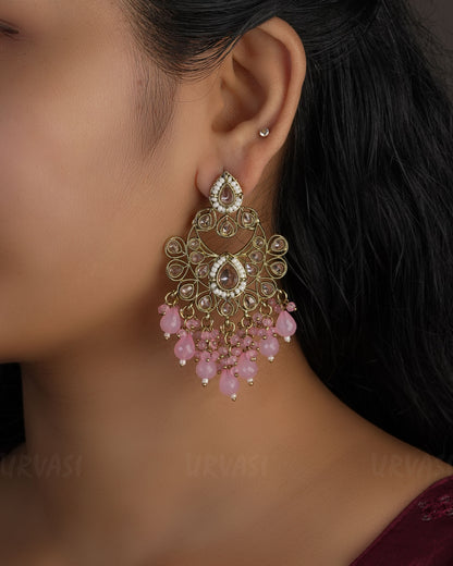 Mehendi Polish Chandbali Designed  Bead Hanging Earrings ER 492