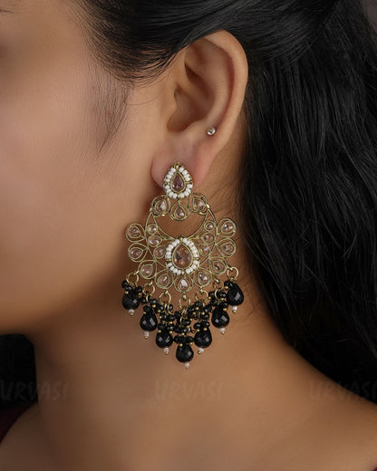 Mehendi Polish Chandbali Designed  Bead Hanging Earrings ER 492