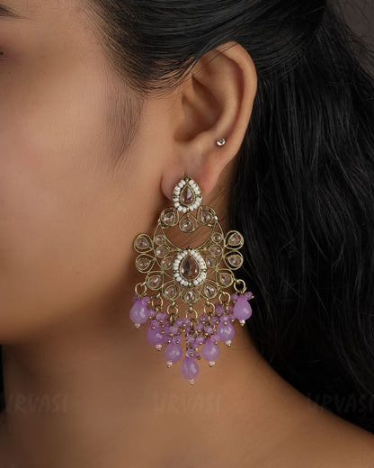 Mehendi Polish Chandbali Designed  Bead Hanging Earrings ER 492