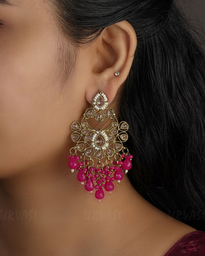 Mehendi Polish Chandbali Designed  Bead Hanging Earrings ER 492