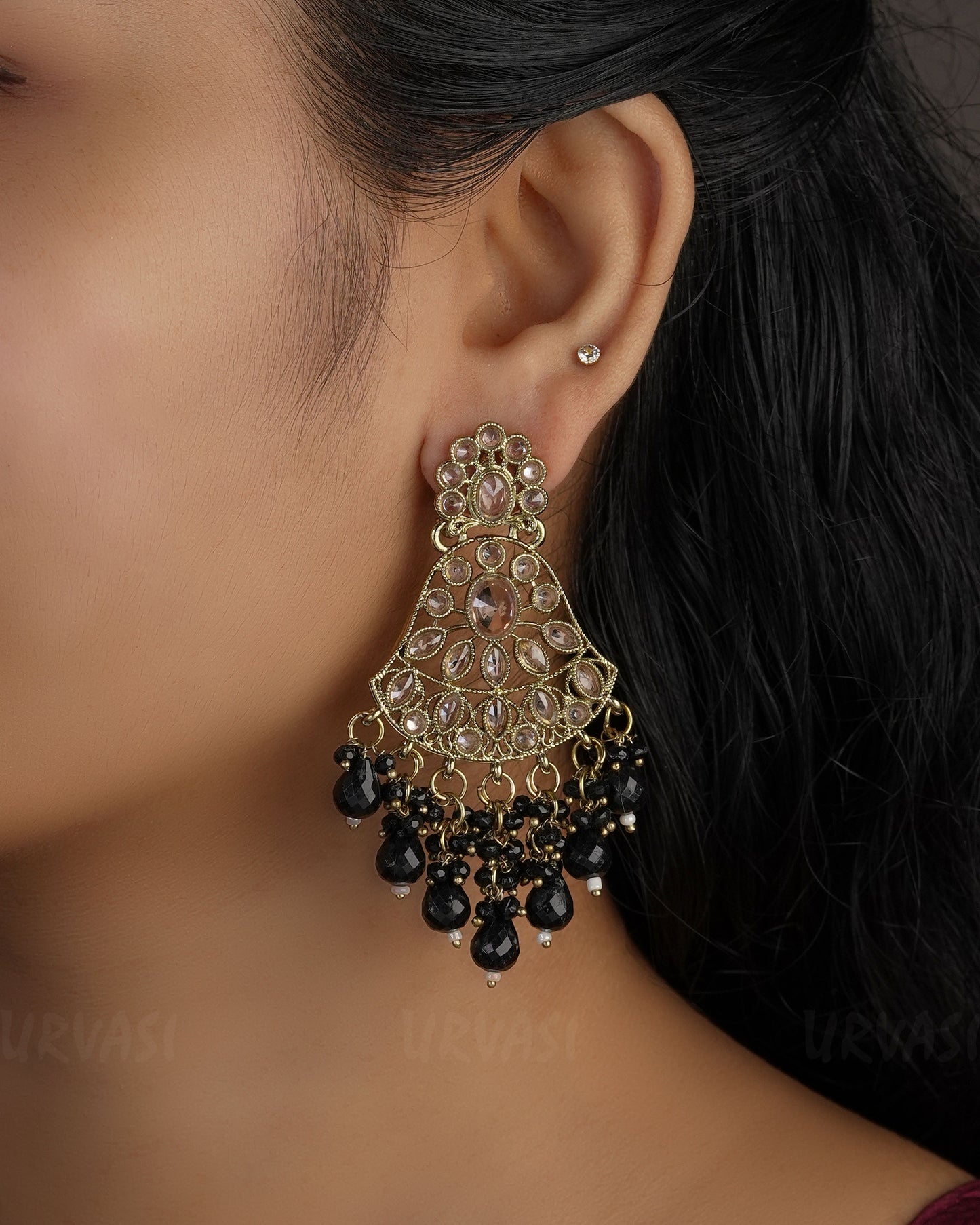Mehendi Toned Bell-Shaped Chandbali Earrings ER 493