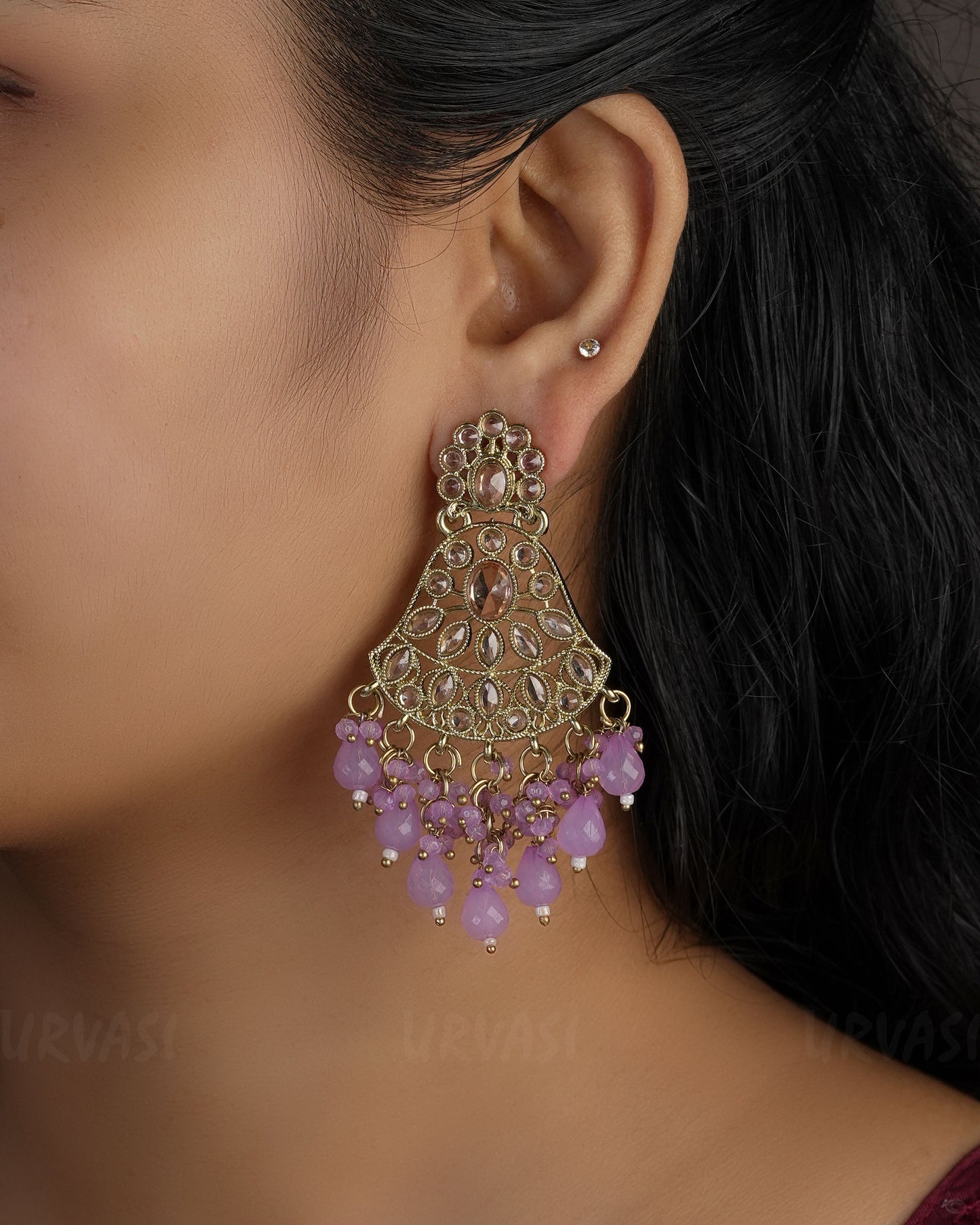 Mehendi Toned Bell-Shaped Chandbali Earrings ER 493