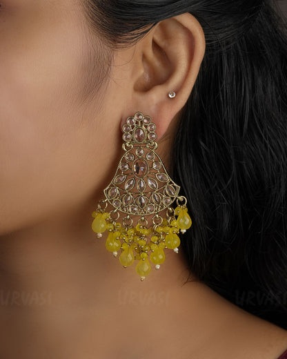 Mehendi Toned Bell-Shaped Chandbali Earrings ER 493