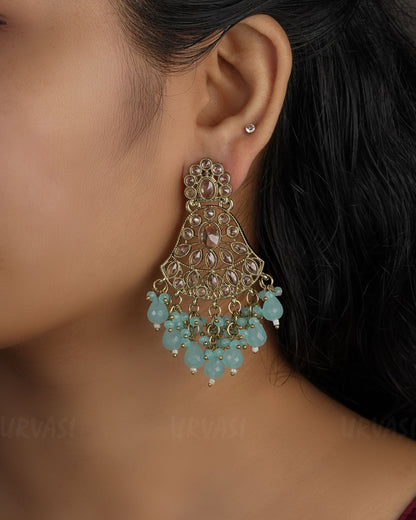 Mehendi Toned Bell-Shaped Chandbali Earrings ER 493