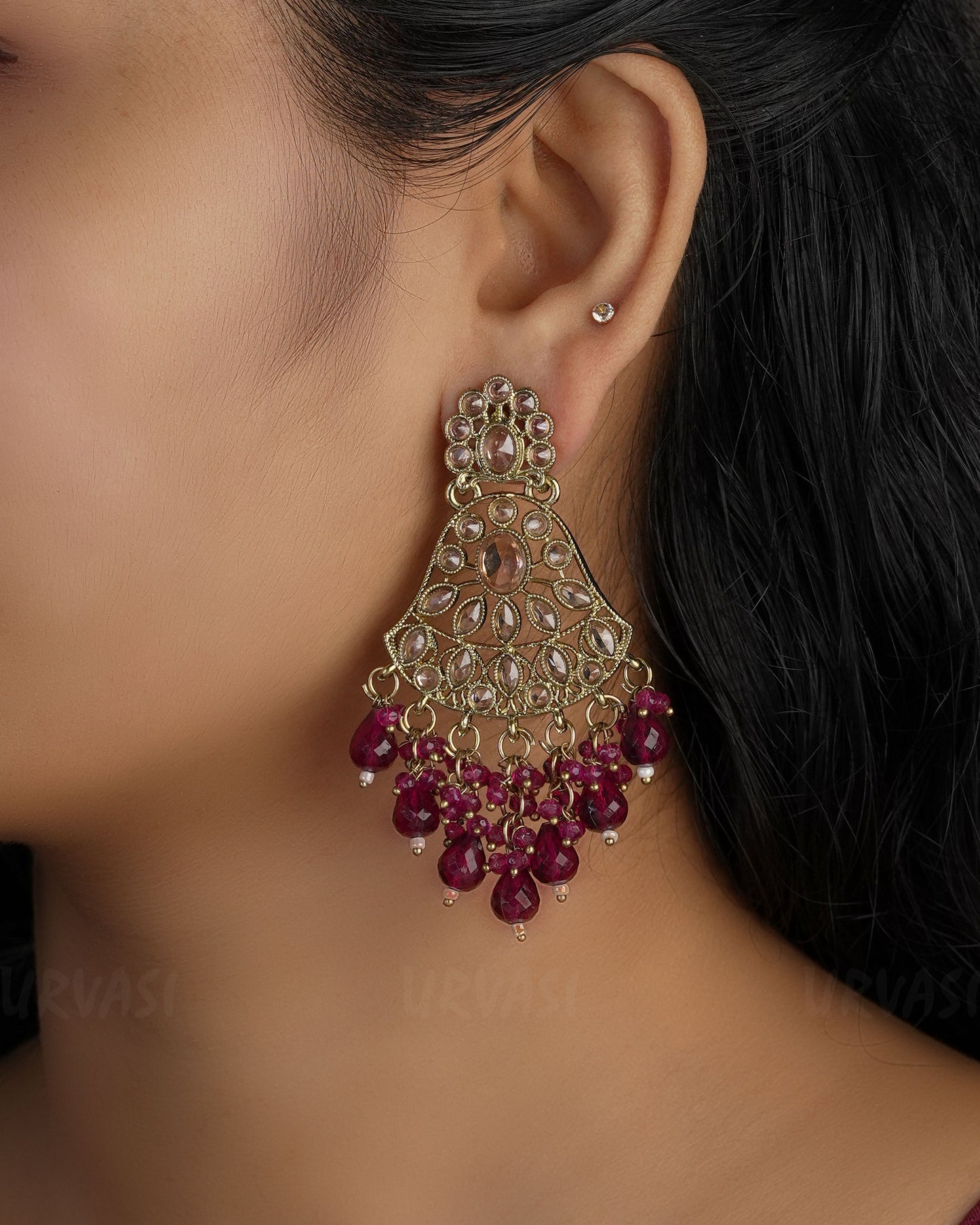Mehendi Toned Bell-Shaped Chandbali Earrings ER 493