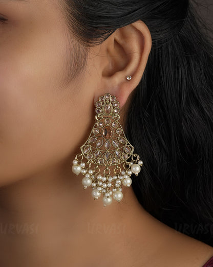 Mehendi Toned Bell-Shaped Chandbali Earrings ER 493
