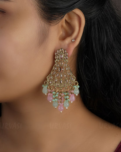 Mehendi Toned Bell-Shaped Chandbali Earrings ER 493