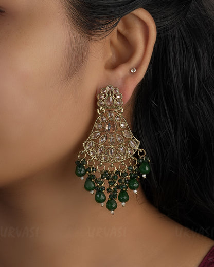 Mehendi Toned Bell-Shaped Chandbali Earrings ER 493