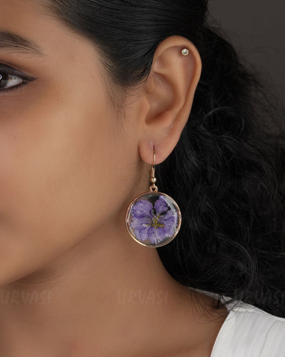 Gold Polish Resin Handmade  Larkspur Earrings ER 534