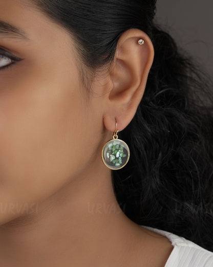 Gold Polish Resin Handmade Floral  Earrings ER 535