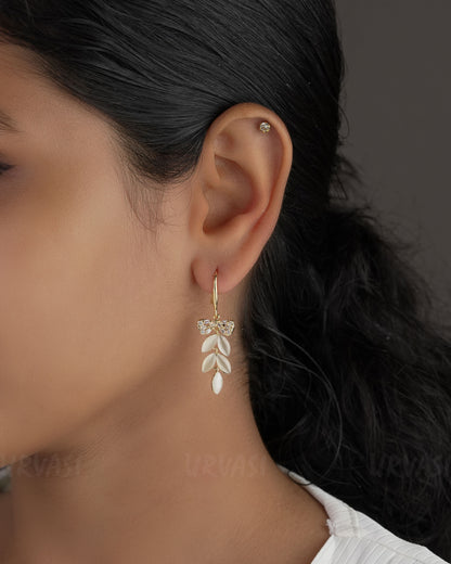 Gold Polish Bow Imported Stone Earrings ER 557