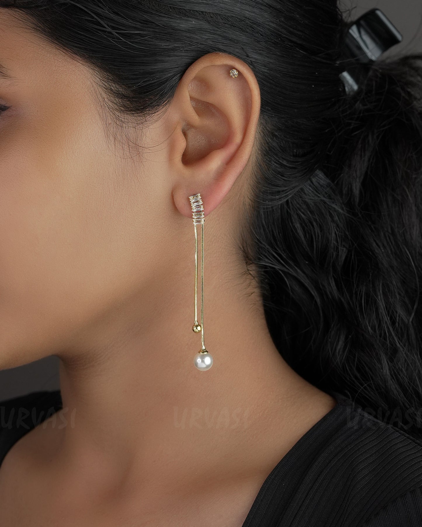 Trendy Square-Cut Stone Pear Drop Earrings ER 546