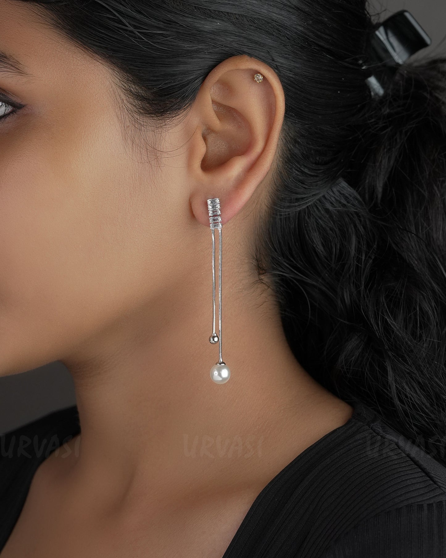Trendy Square-Cut Stone Pear Drop Earrings ER 546