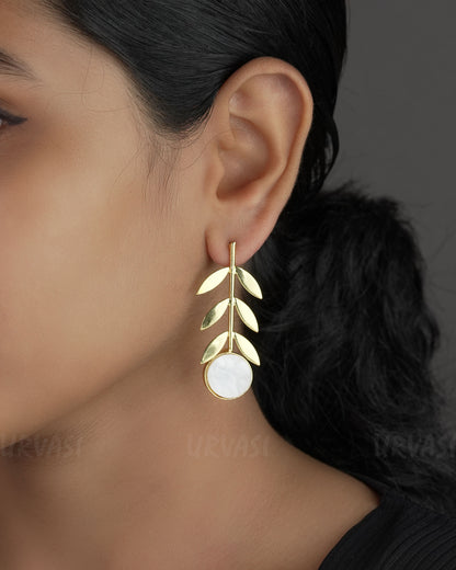 Glossy Gold-Toned Parisha Leaf Designed Earrings ER 720