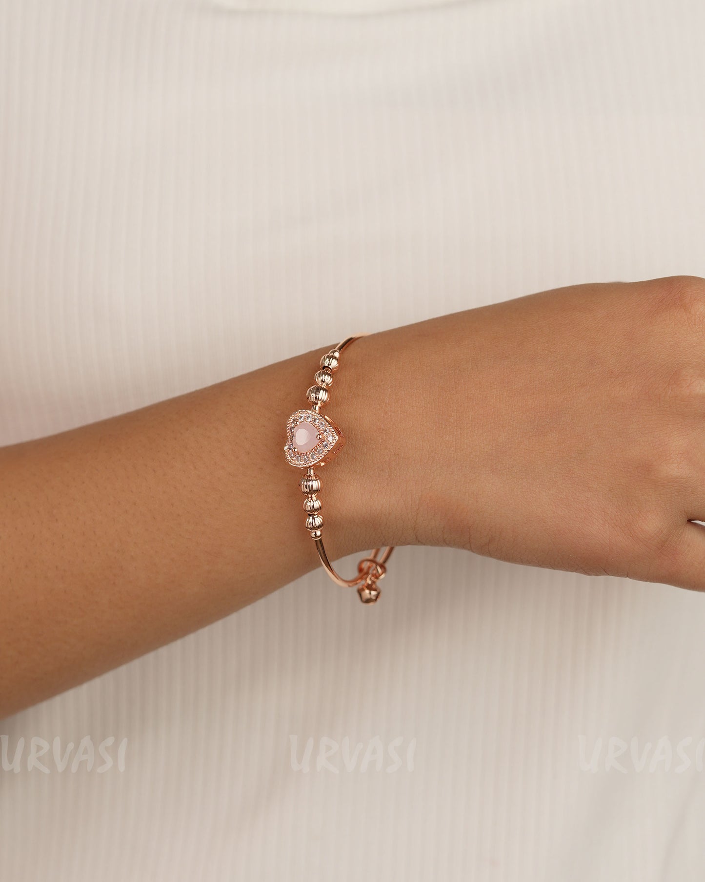 Rose-Gold Toned Heart-shaped AD Bracelet bangles BA 360