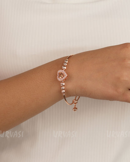 Rose-Gold Toned Heart-shaped AD Bracelet bangles BA 360