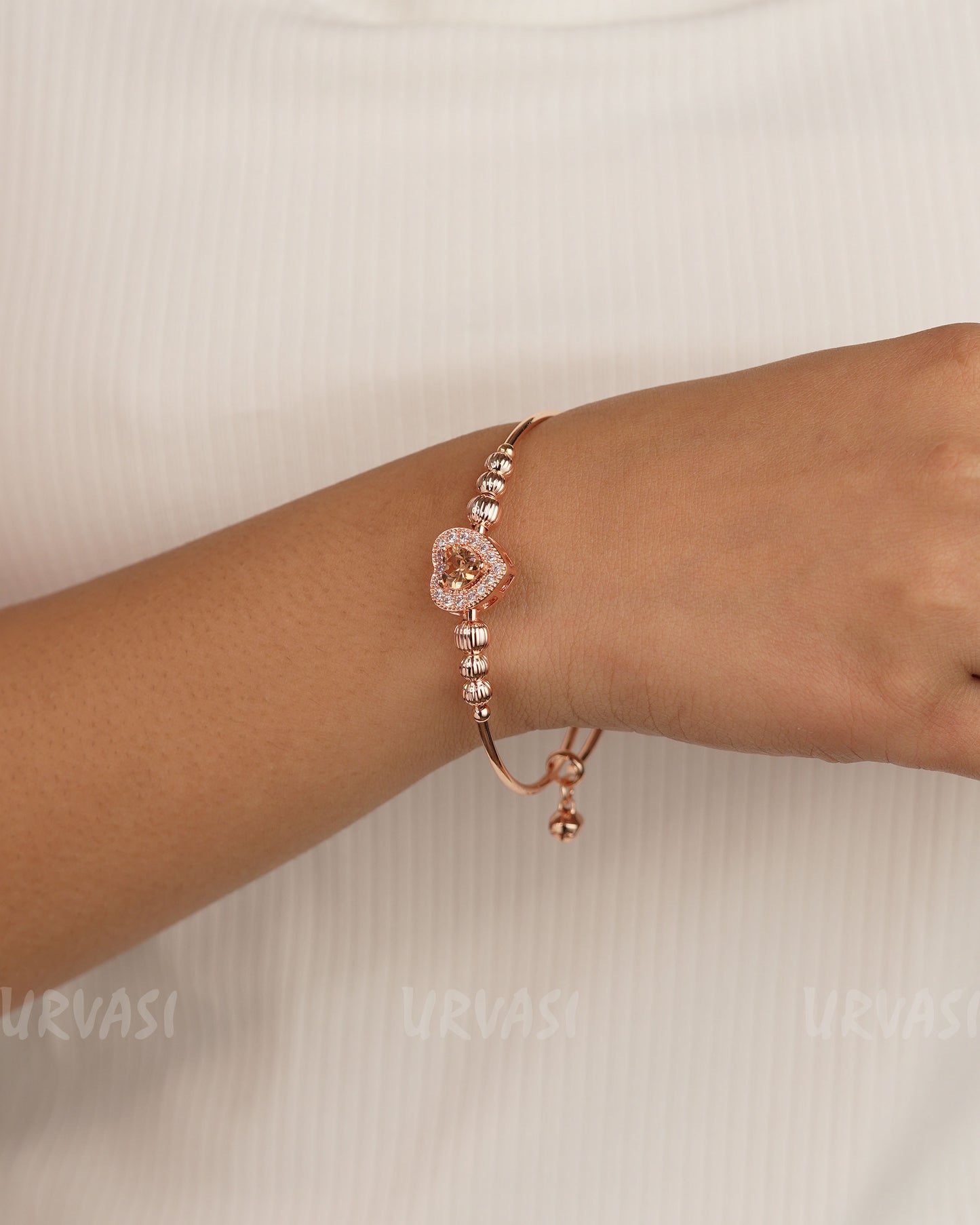 Rose-Gold Toned Heart-shaped AD Bracelet bangles BA 360