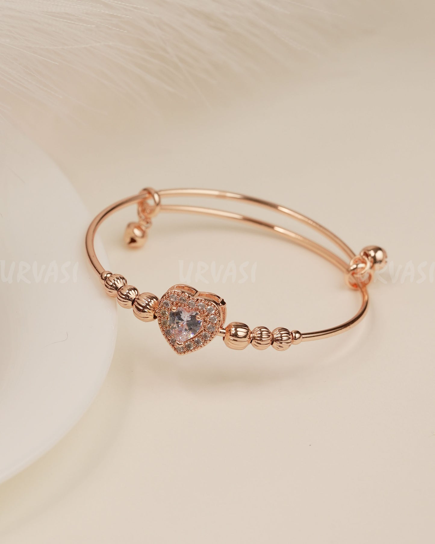 Rose-Gold Toned Heart-shaped AD Bracelet bangles BA 360
