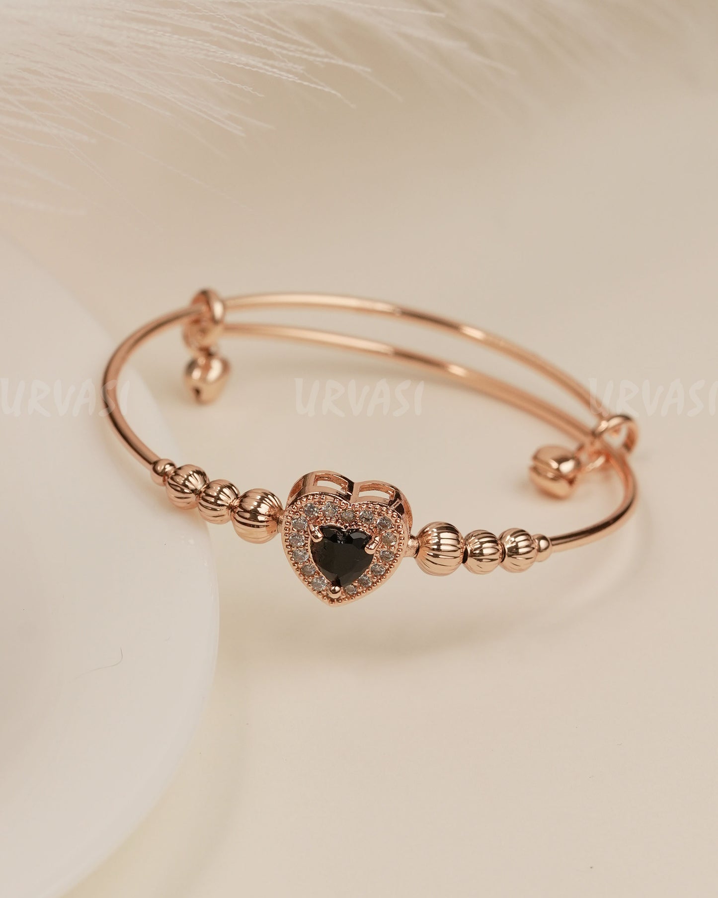 Rose-Gold Toned Heart-shaped AD Bracelet bangles BA 360