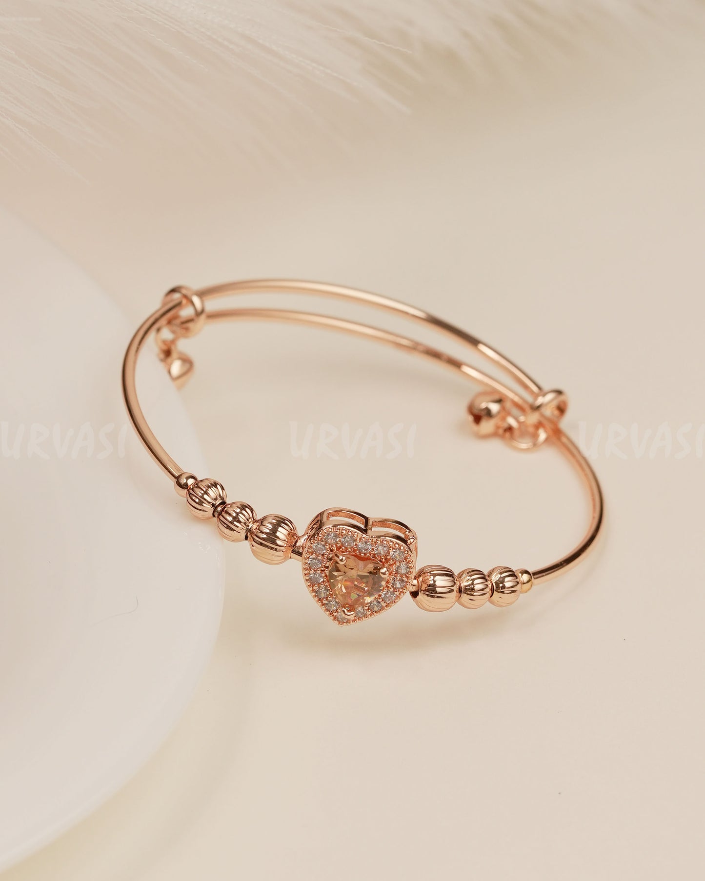 Rose-Gold Toned Heart-shaped AD Bracelet bangles BA 360