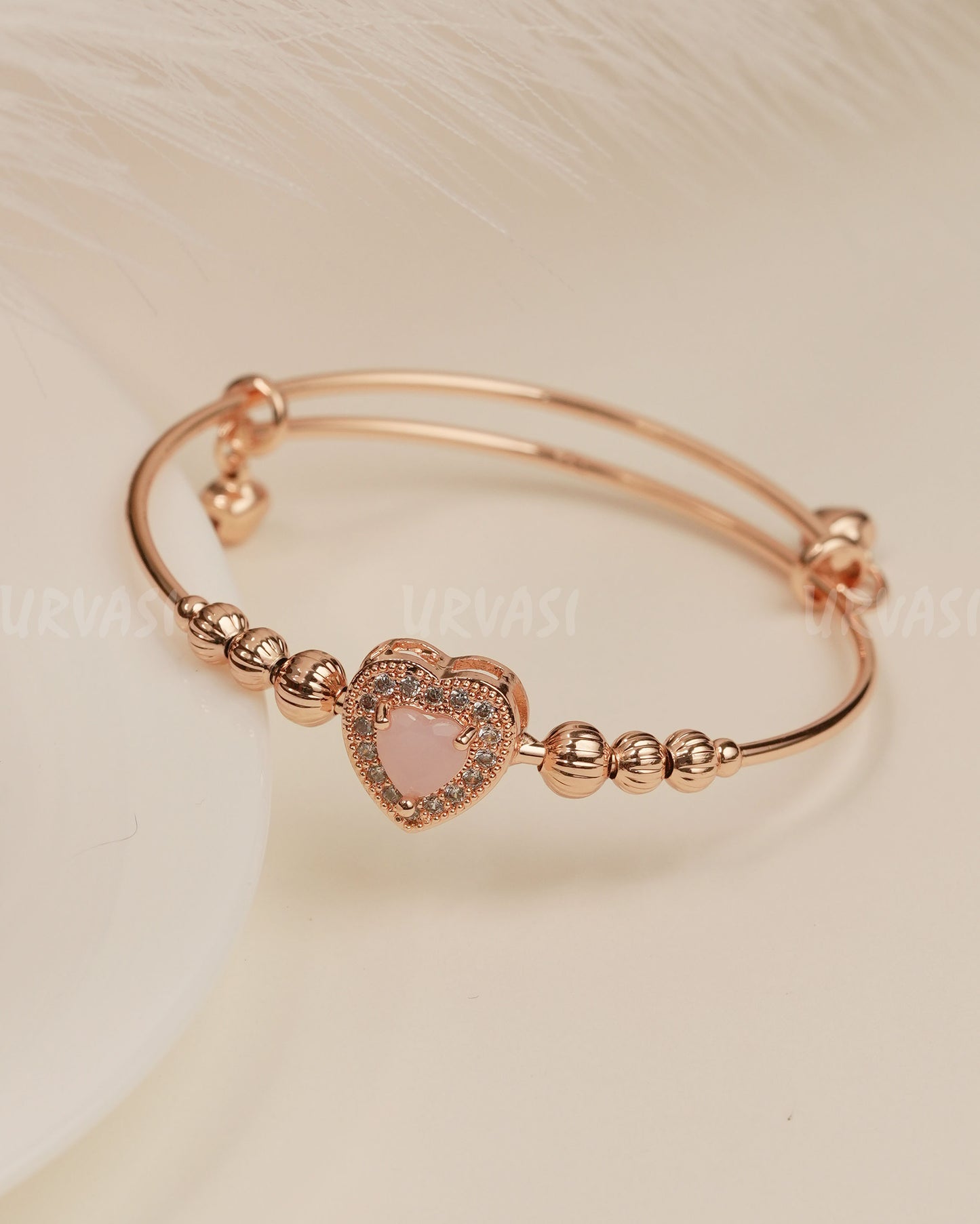 Rose-Gold Toned Heart-shaped AD Bracelet bangles BA 360