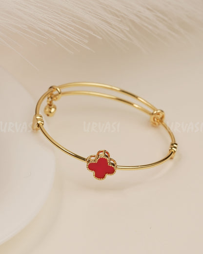 Gold-Polish Floral Heart Designed bangles BA 362