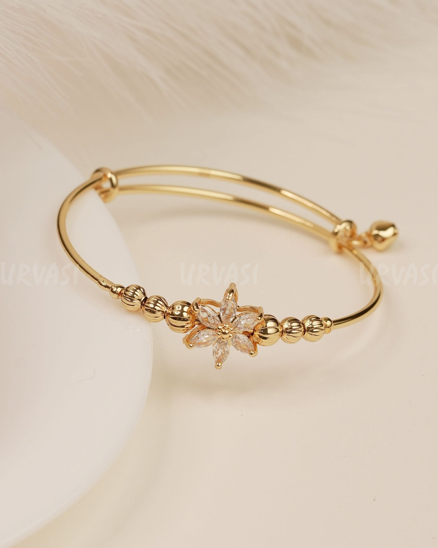 Gold-Polish Floral Designed Bracelet bangles BA 361