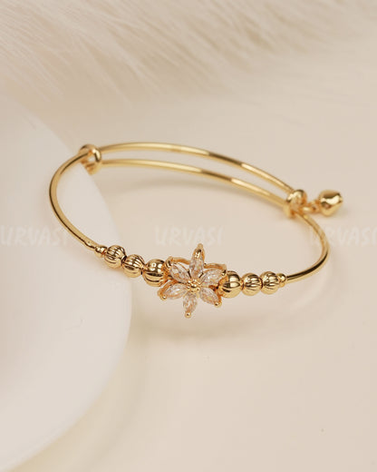 Gold-Polish Floral Designed Bracelet bangles BA 361
