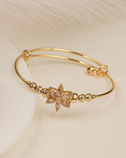 Gold-Polish Floral Designed Bracelet bangles BA 361
