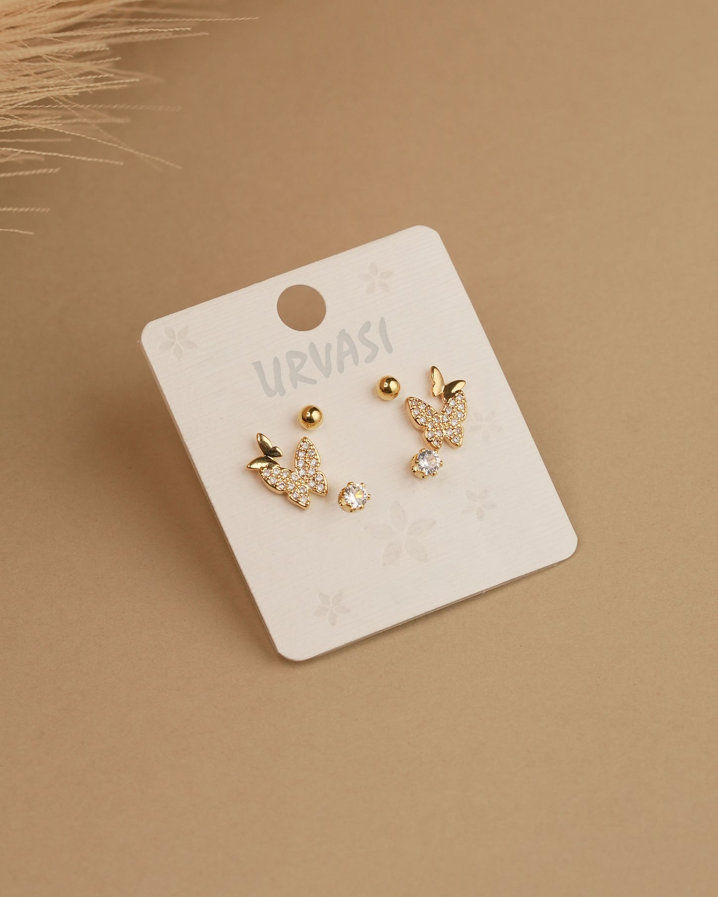 Butterfly Designed Stone Stud Earrings ER 759