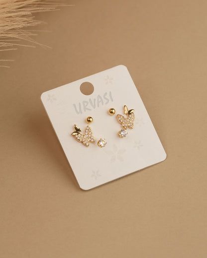 Butterfly Designed Stone Stud Earrings ER 759