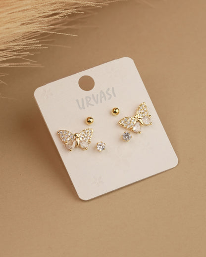 Butterfly Designed Stone Stud Earrings ER 760