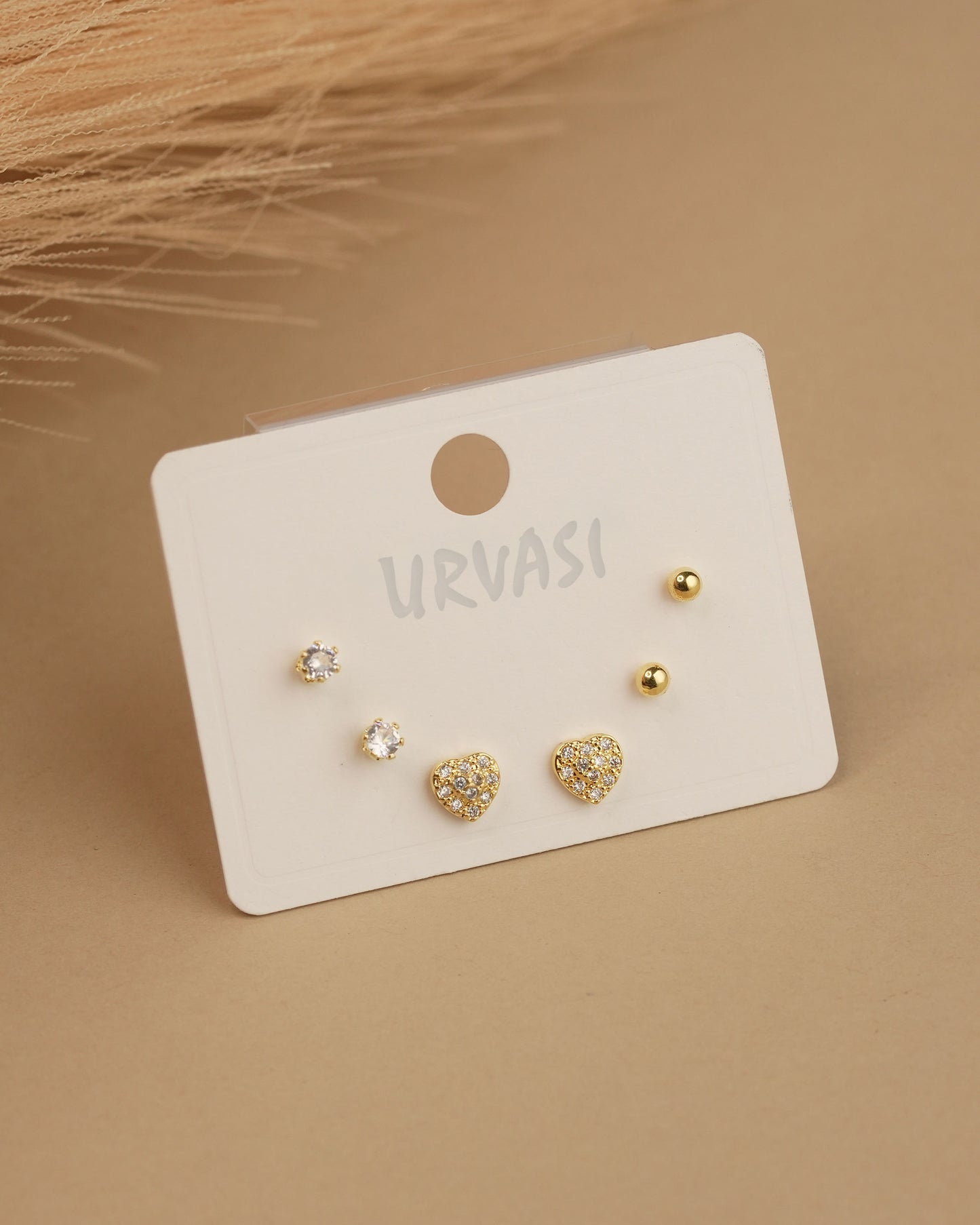 Rhodium Polish Heart Shaped Stud Earrings ER 763