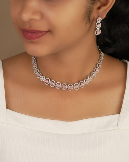 Rhodium Polish AD Stone  Necklace 1235