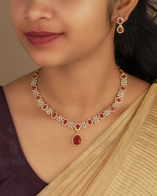 Gold-Polish Stone-Studded Necklace 1246