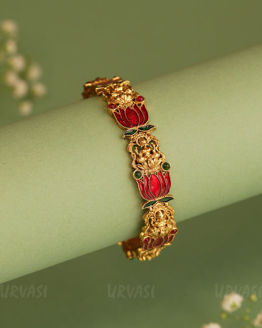 Gold-Toned Lotus Mix Lakshmi Bangle BA 291