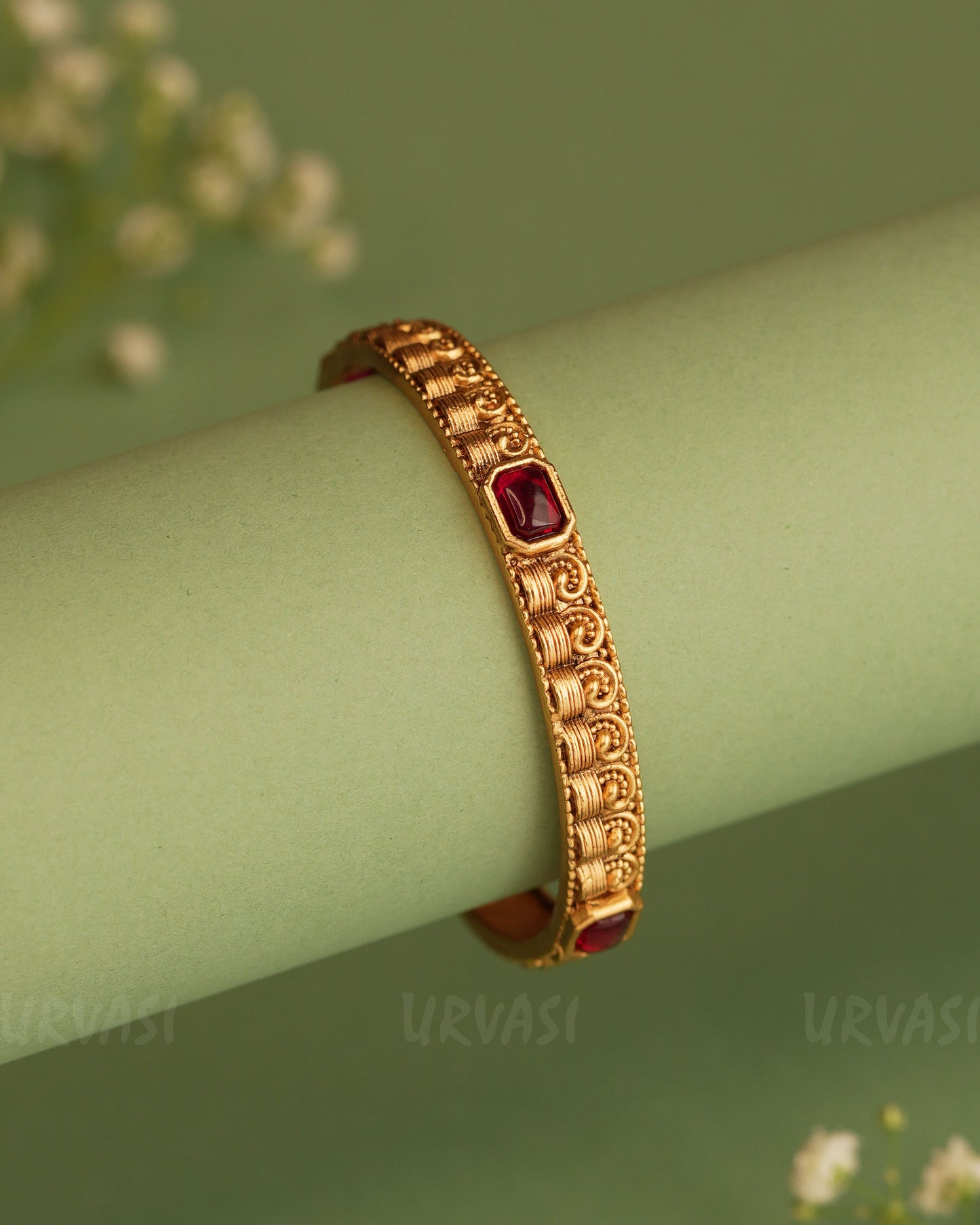 Gold Stone Kemp Ruby Bangles BA 308
