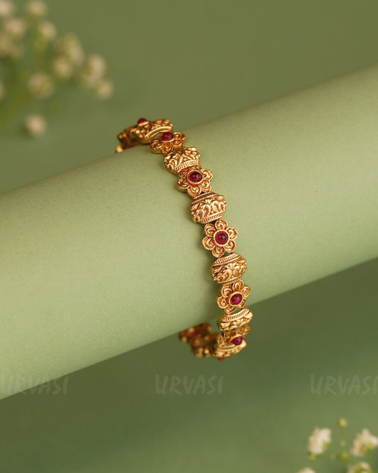 Gold-Toned Floral Ruby Bangles BA 307