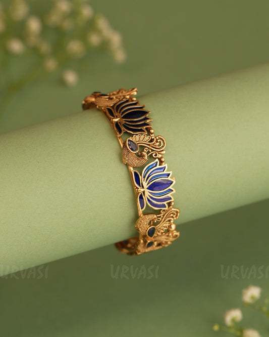 Gold-Toned Peacock Lotus Motifs Bangles BA 297
