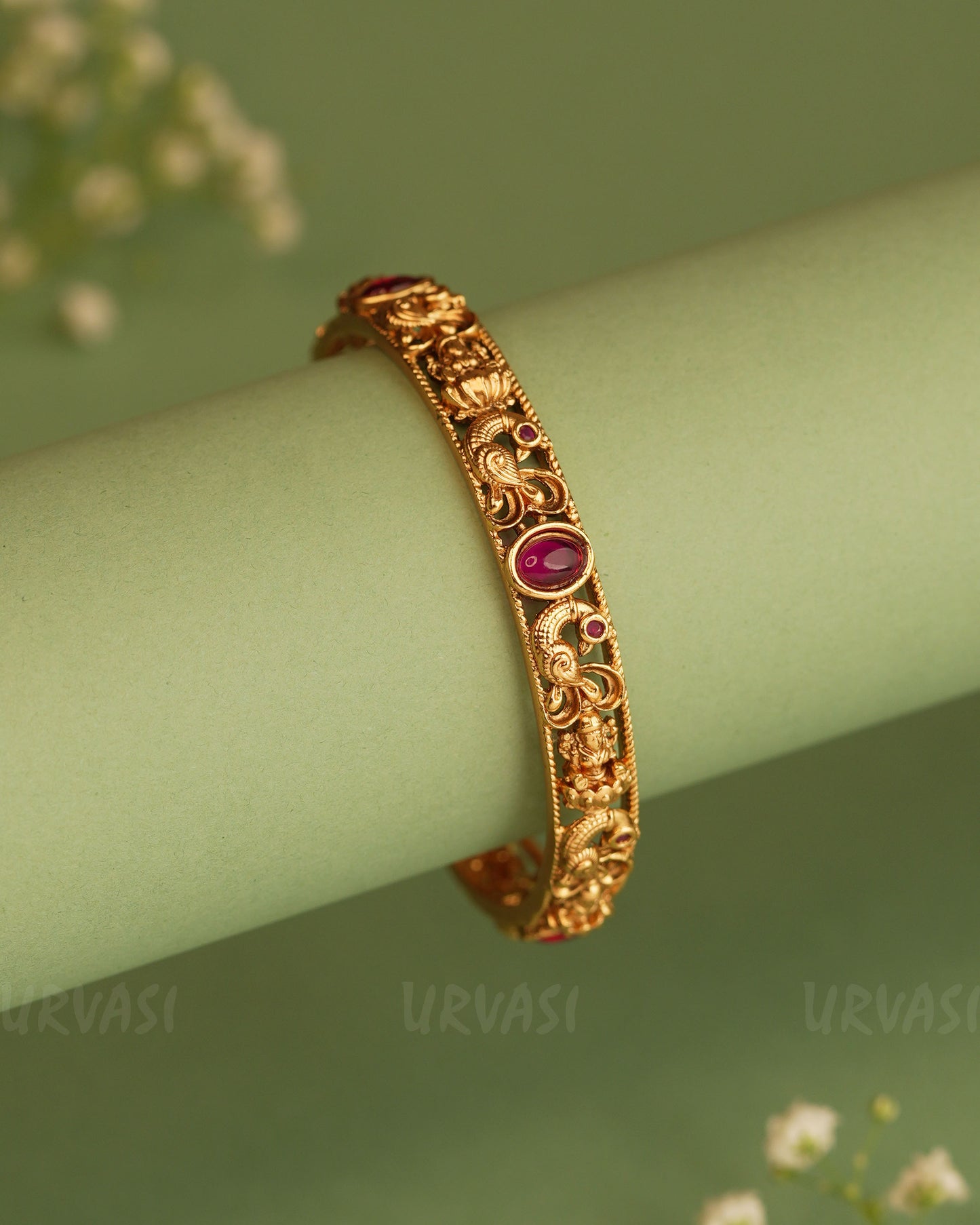 Gold-Tone Peacock Motifs Bangles BA 301